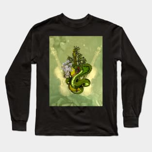 Wonderful violin with awesome snake and flowers Long Sleeve T-Shirt